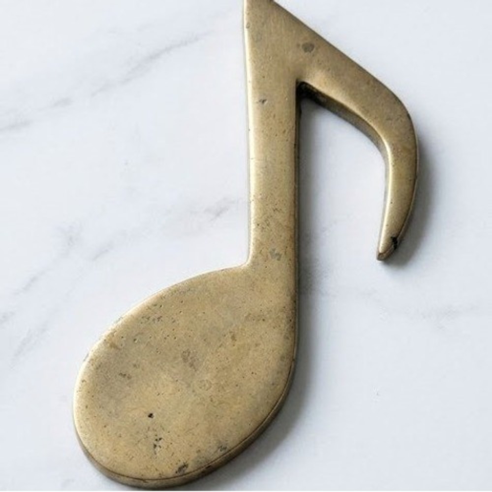 Music Note Paperweight Brass Eighth Note Vintage MCM Decor Quaver Musician Gift